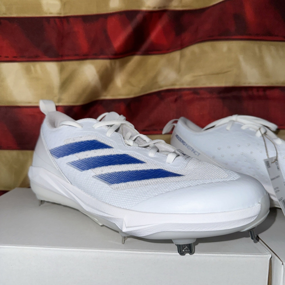 Adidas Adizero Instinct Womens Softball Metal Cleats Size 10 White / Royal Blue - Picture 2 of 7